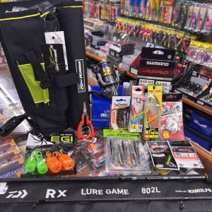 equipo completo rockfishing and eging + accesorios