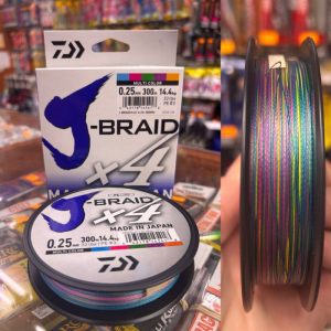 trenzado daiwa j-braid 4X 300M multicolor 0.25mm
