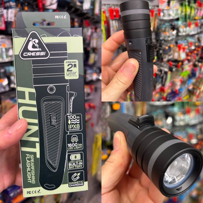 linterna cressi hunt 1600 lumens recargable negra