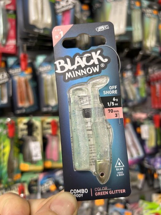 black minnow 70 nº1 combo off shore green glitter
